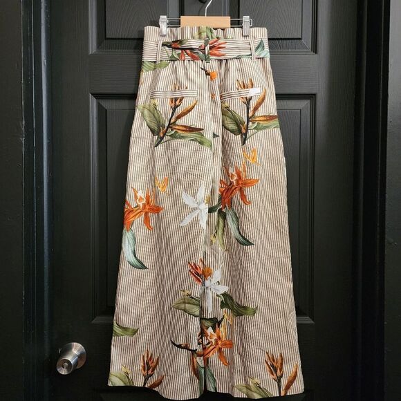 ZARA Floral and Striped Poplin Culottes - Picture 9 of 14